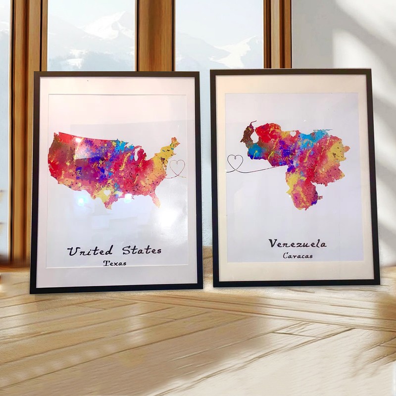 Personalized Country Location Map Wooden Sign Gift For Valentine's Day Wedding Anniversary