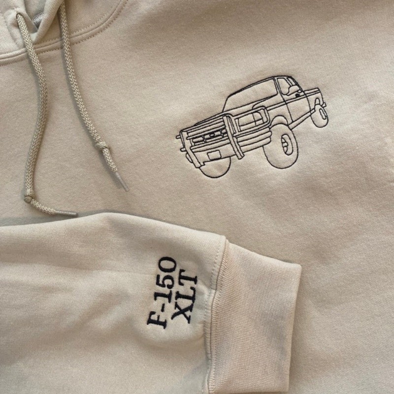 Custom Embroidered Car Outline Hoodie For Dad Men Car Lover Gift