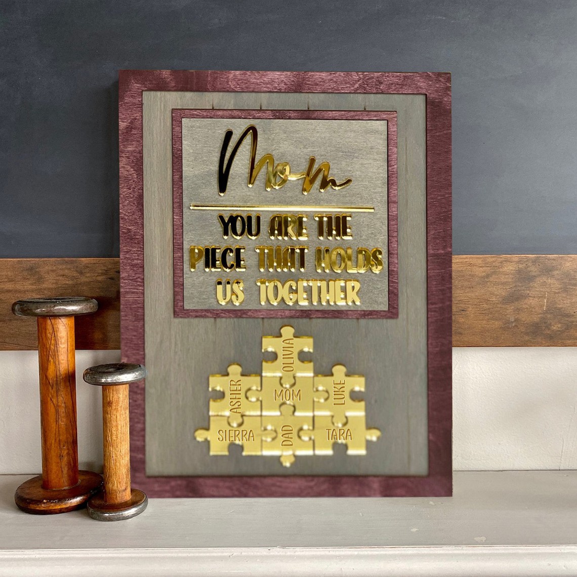 Personalized Mom Puzzle Sign Unique Wood Sign For Mother's Day Gift