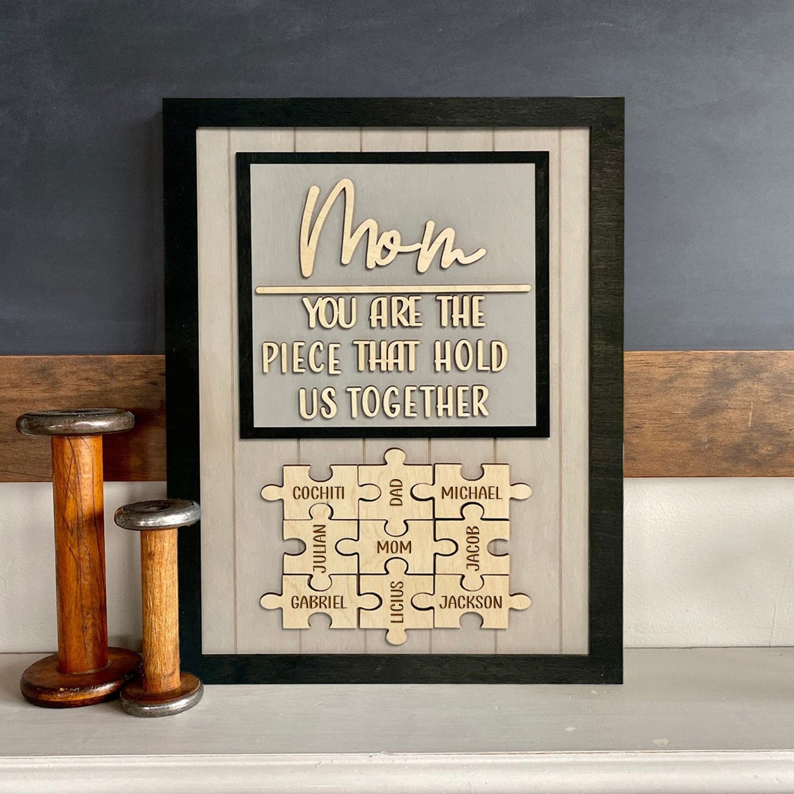 Personalized Mom Puzzle Sign Unique Wood Sign For Mother's Day Gift