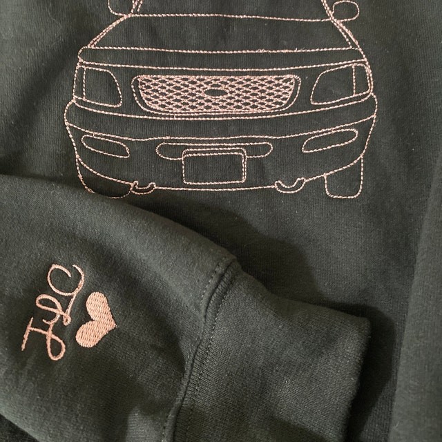 Custom Embroidered Car Outline Sweatshirt For Dad Men Car Lover Gift