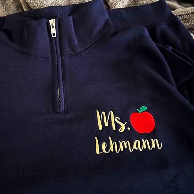 Personalized Teacher Apple Embroidered Sweatshirt Graduation Gift for a New Teacher