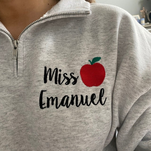 Personalized Teacher Apple Embroidered Sweatshirt Graduation Gift for a New Teacher