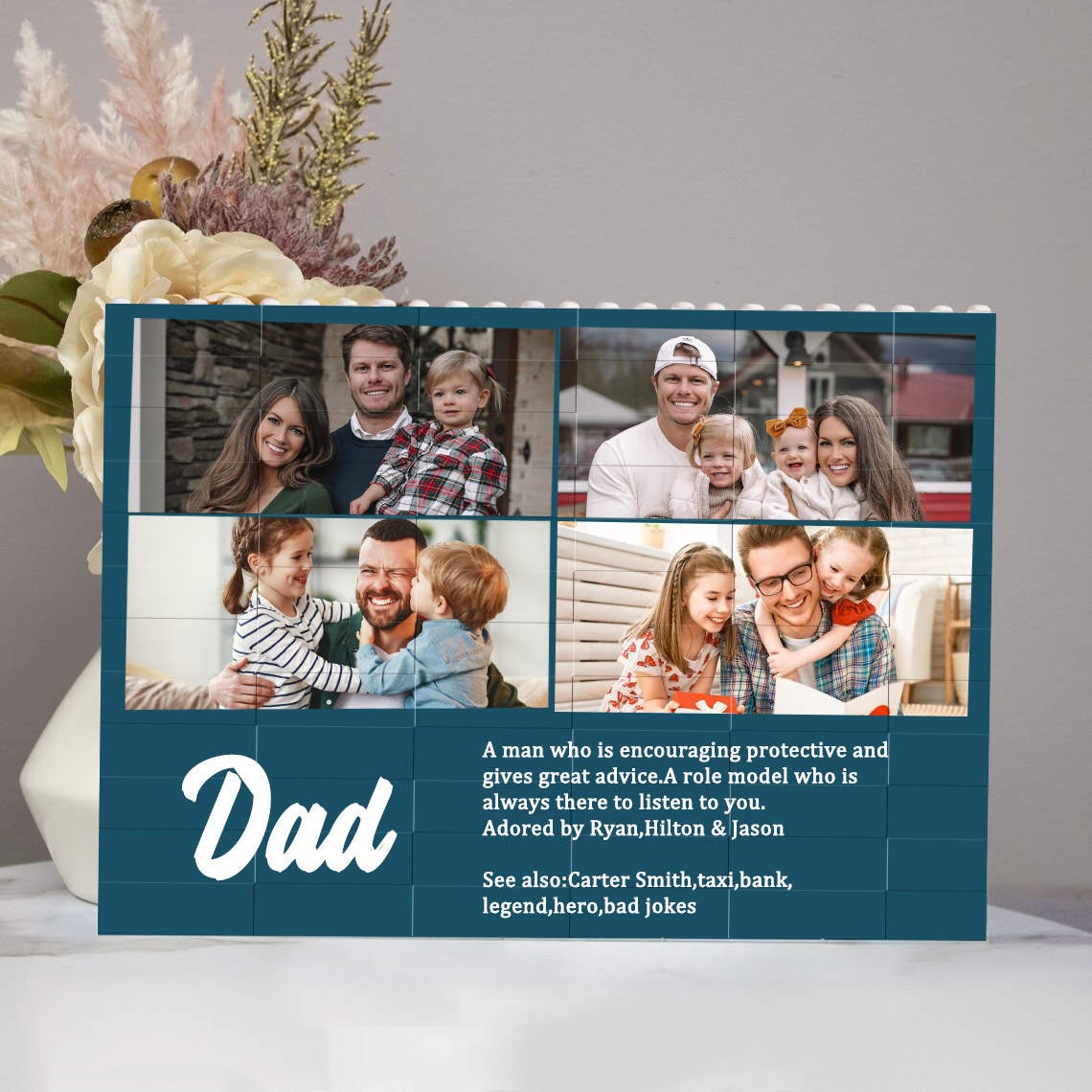 Personalized Photo Building Block Puzzle For Dad Father's Day Gift