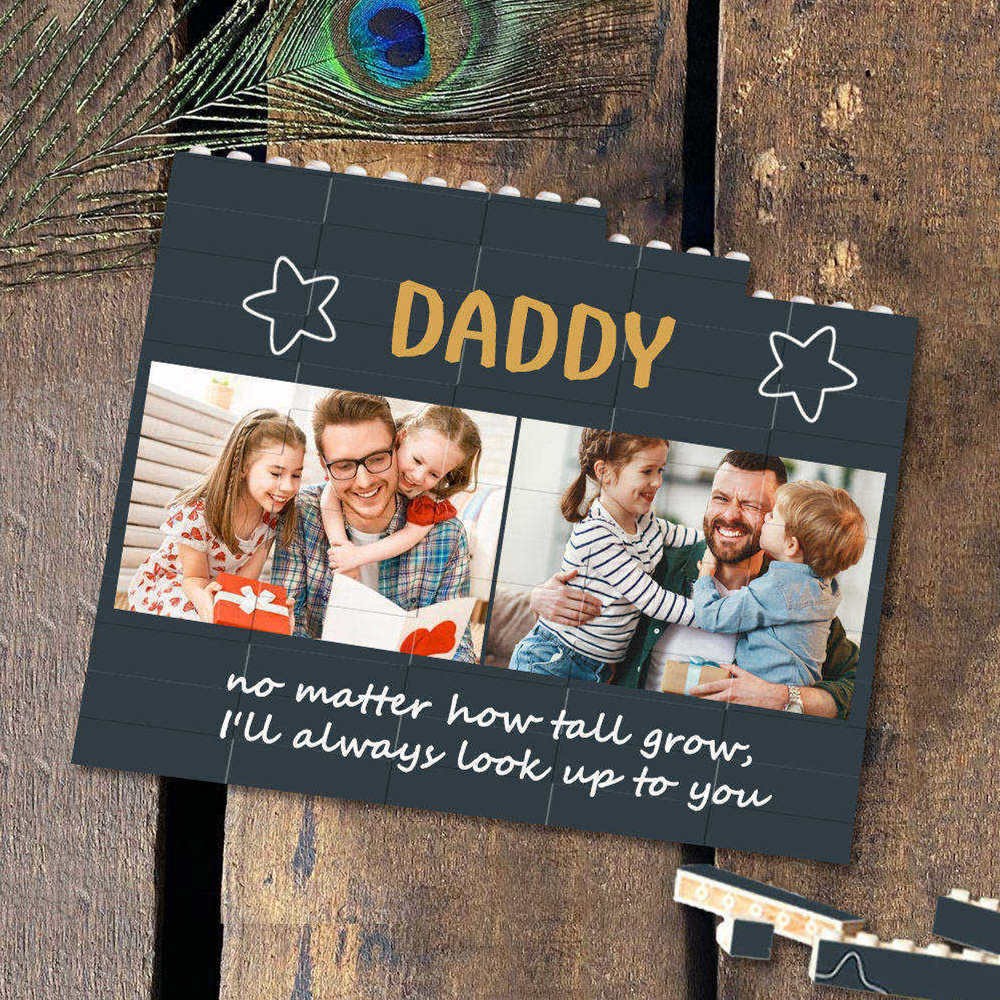 Personalized Photo Building Block Puzzle For Dad Father's Day Gift