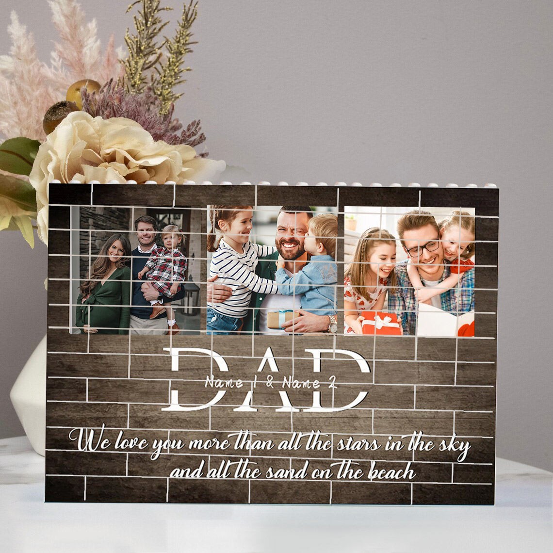 Personalized Photo Building Block Puzzle For Dad Father's Day Gift