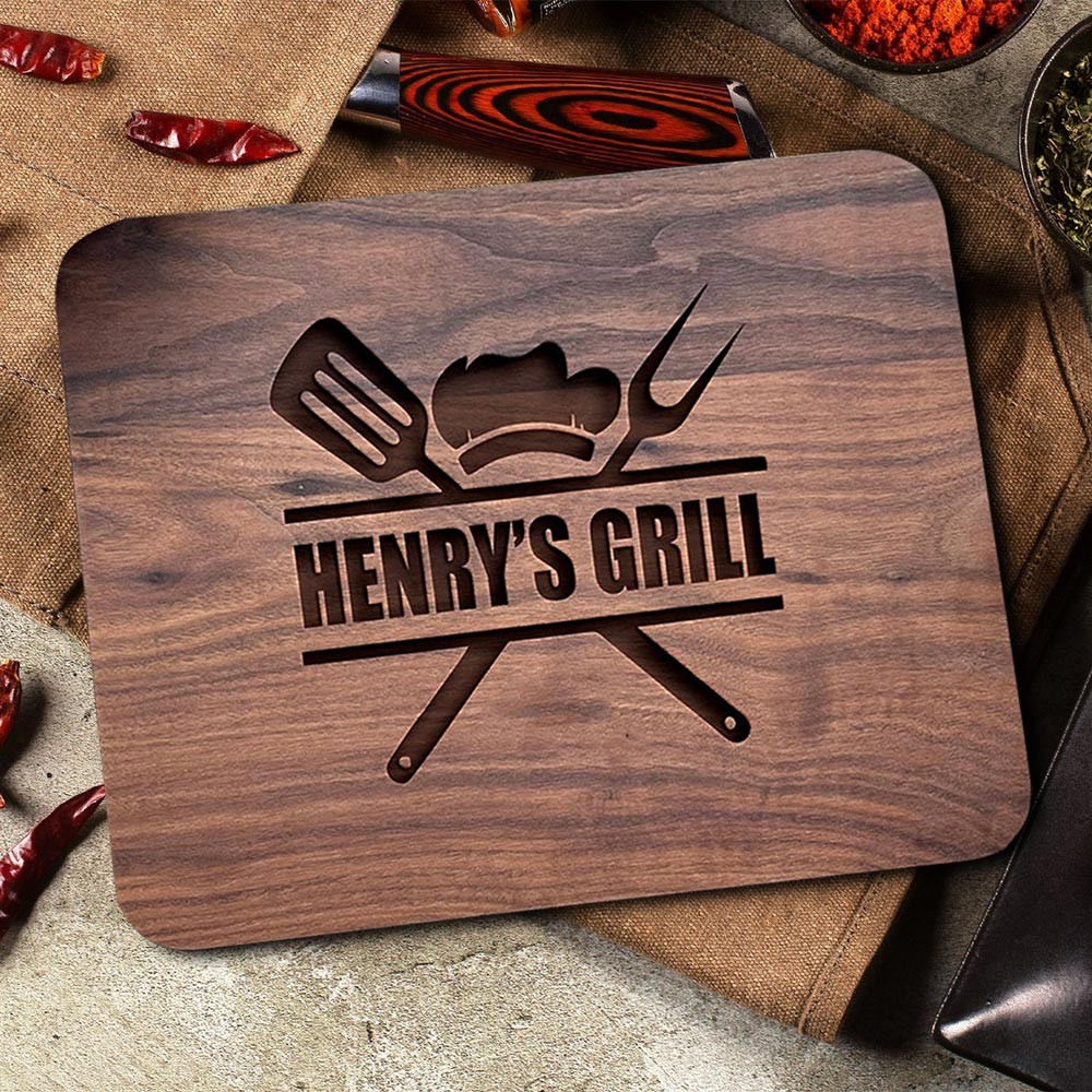 Personalized Cutting Board BBQ Themed Grill Master For Father's Day Gift Ideas