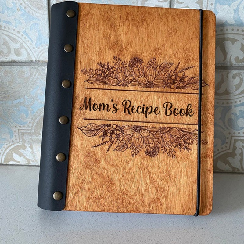 Personalized Recipe Book Blank Binder Mom's Cookbook For Family Christmas Anniversary Gift