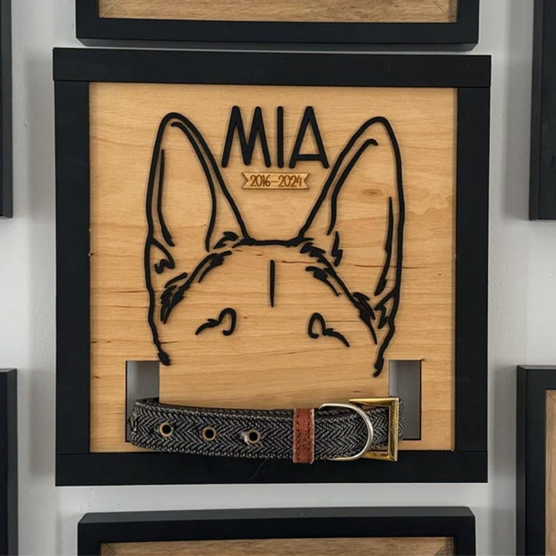 Personalized Dog Ear Collar Pet Memorial Frame Pet Loss Gifts Home Wall Decor