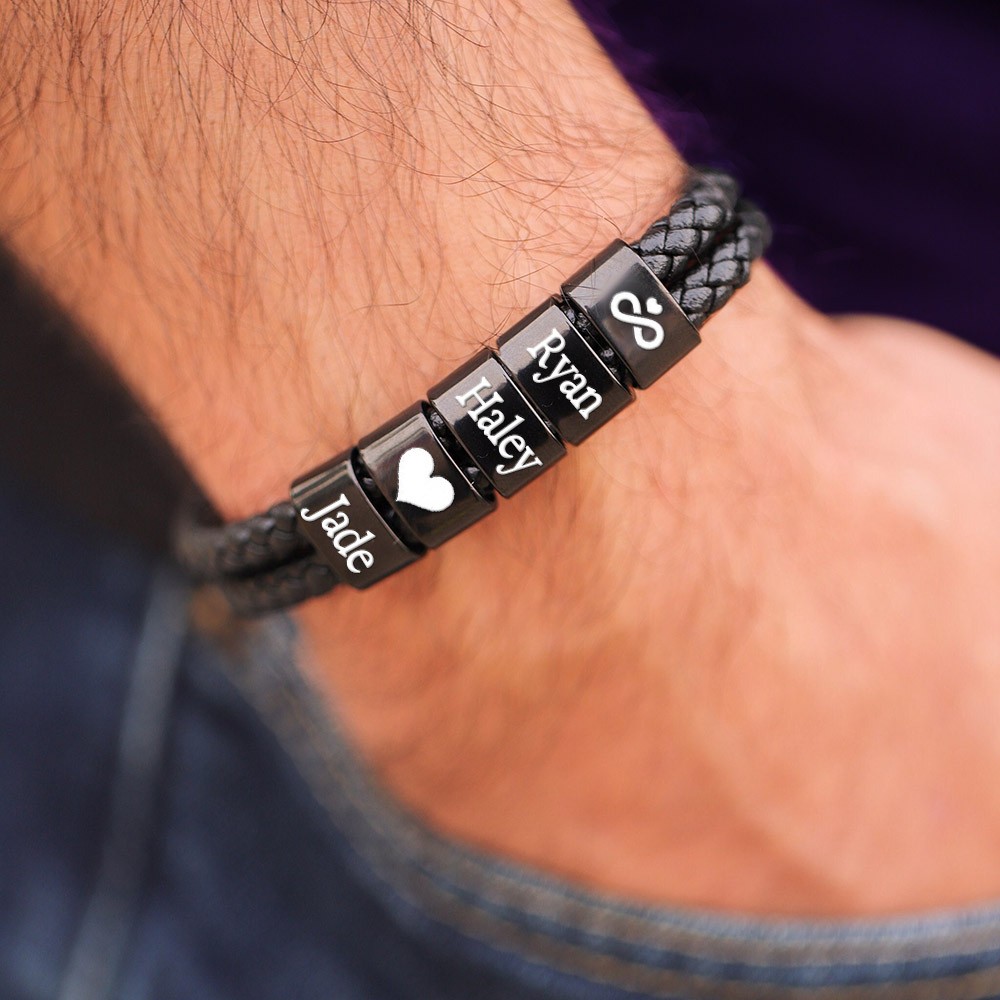 Custom Men's Bracelet With Name Beads For Boyfriend Husband Gift Ideas