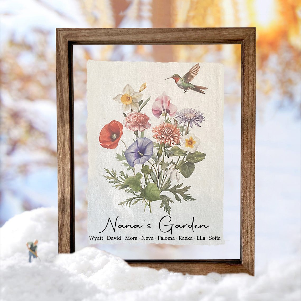 Custom Nana's Garden Birth Flower Family Bouquet Frame Antique Home Art For Christmas Gift