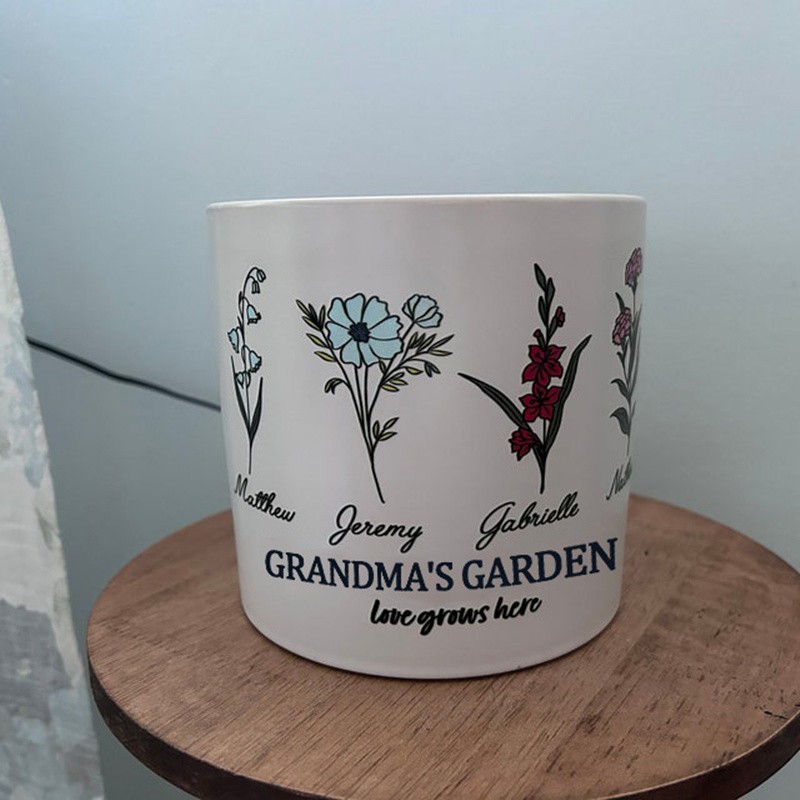 Personalized Birth Month Flower Pot Unique for Grandma Mom Christmas Gift