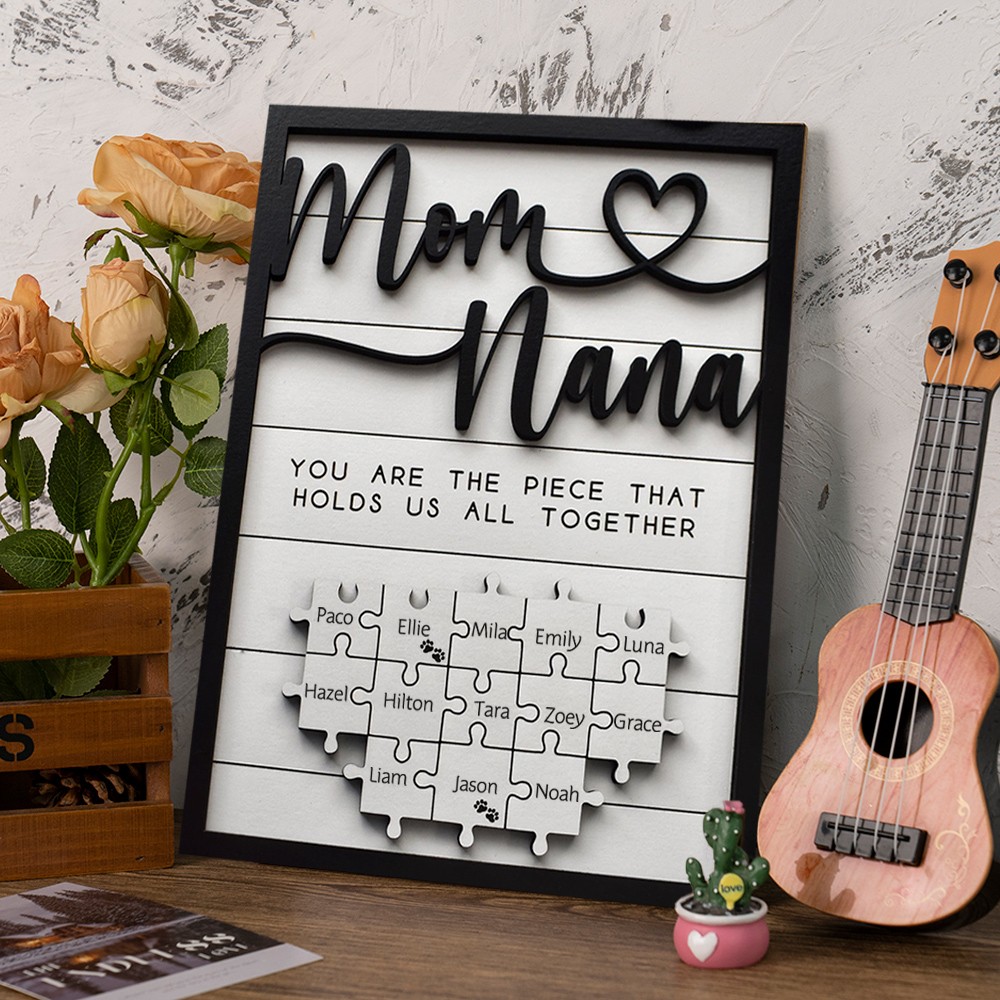 Personalized Mom Puzzle Sign Unique Wood Sign For Mother's Day Gift