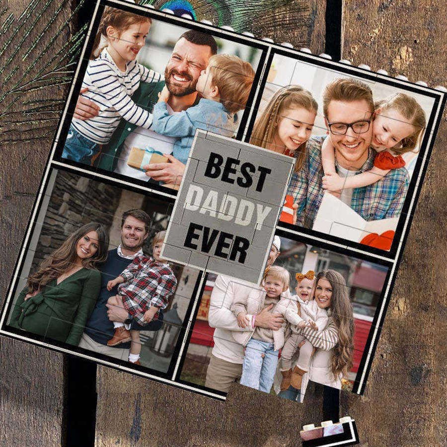 Personalized Photo Building Block Puzzle For Dad Father's Day Gift