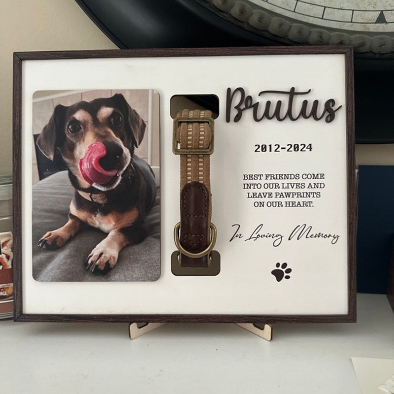 Personalized Dog Collar Holder Memorial Frame Pet Loss Gift