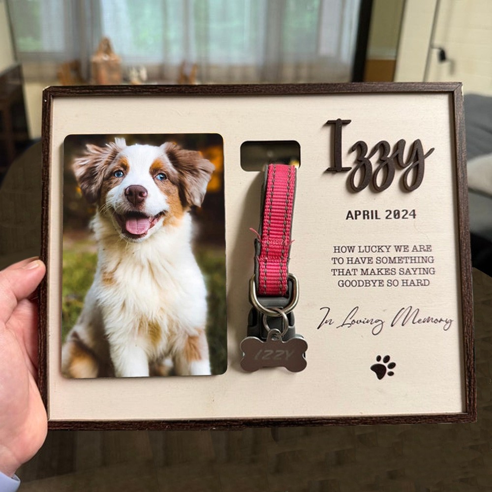 Personalized Dog Collar Holder Memorial Frame Pet Loss Gift