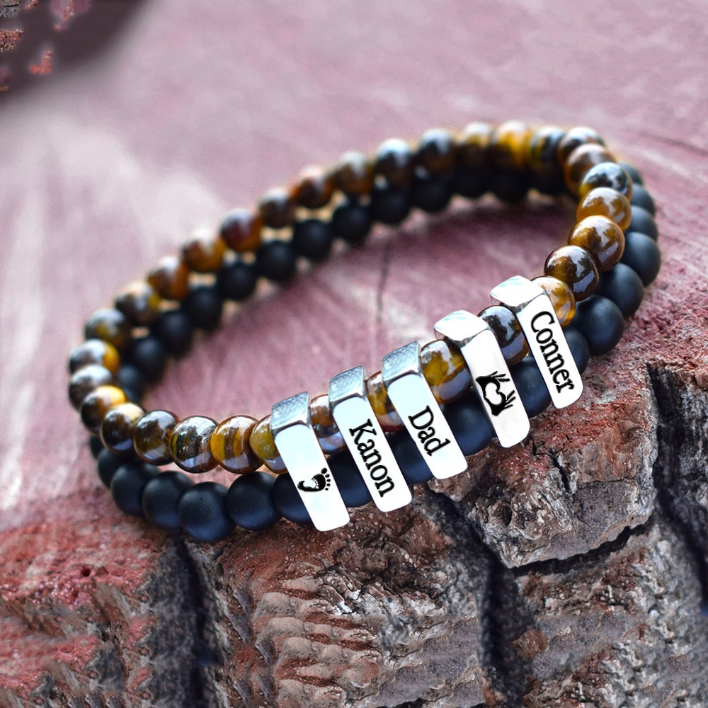 Custom Men's Bracelet With Custom Beads Gift For Dad Father's Day Gifts