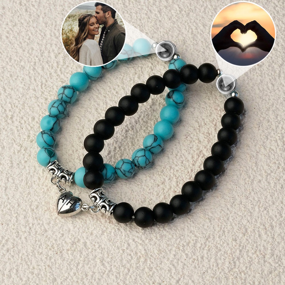 Personalized Matching Magnetic Couple Bracelet With Unique Memory Inside For Girlfriend Christmas Day