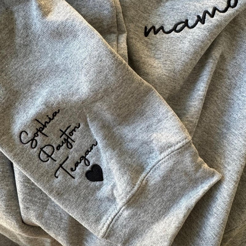 Custom Embroidered Mama Sweatshirt Hoodie For Christmas Grandma Mom Gift Ideas