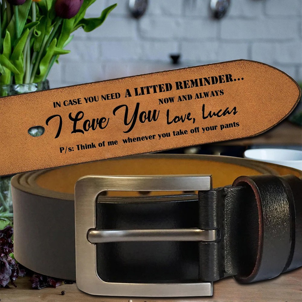 Personalized Engraved Leather Belt with Fist Bump for Father's Day Gift