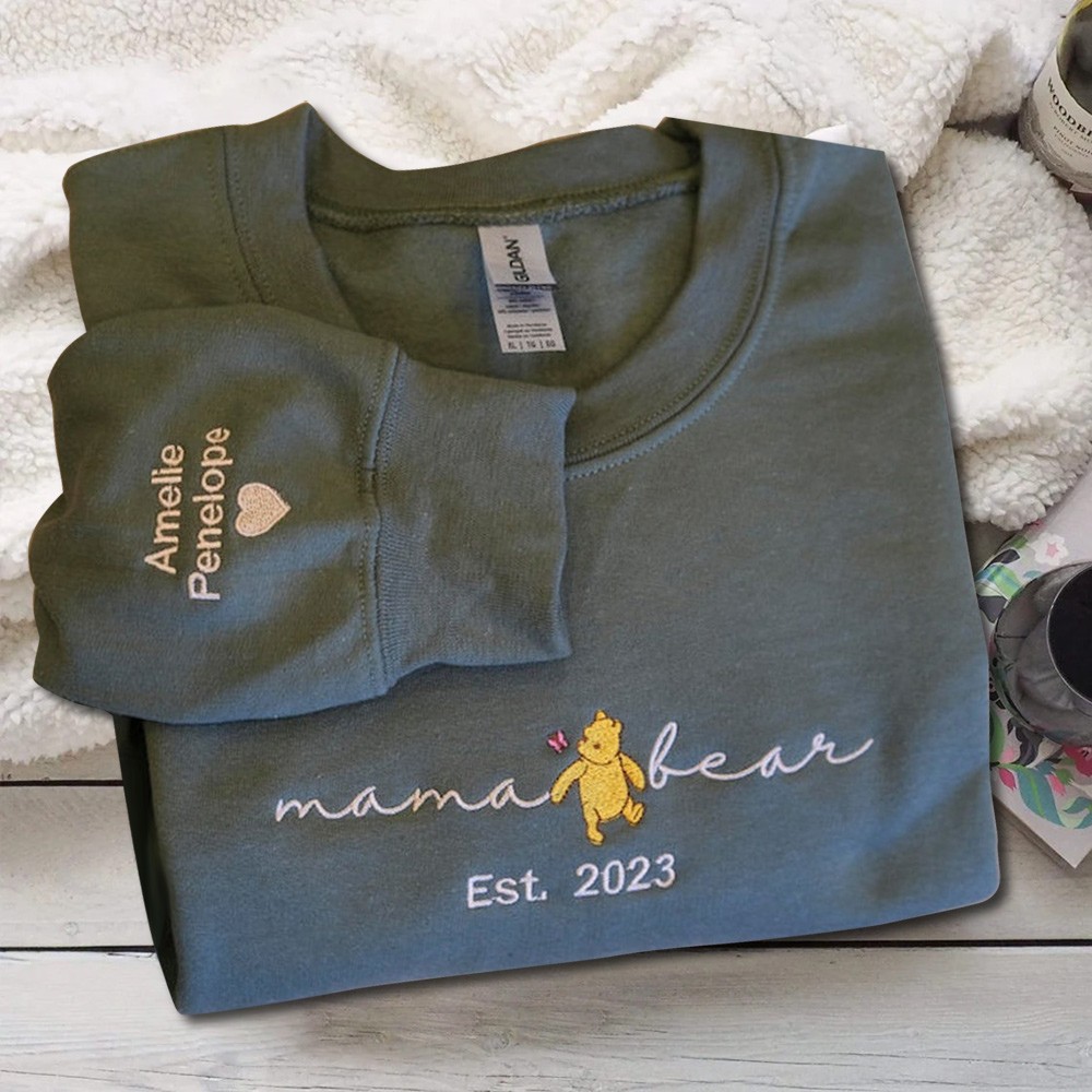 Custom Embroidered Bear Mama Sweatshirt Gift Ideas For Christmas Family Gift