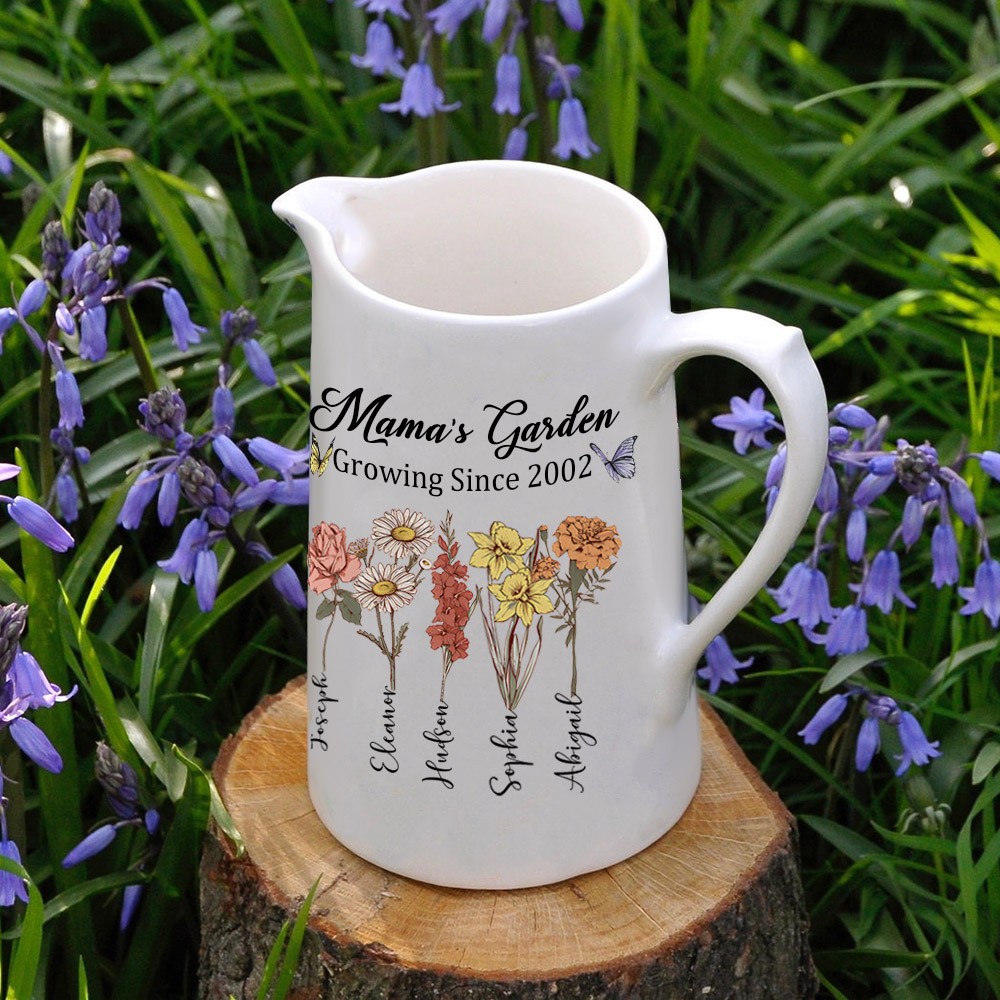 Custom Mom's Garden Birth Month Flower Vase For Christmas Gift Ideas