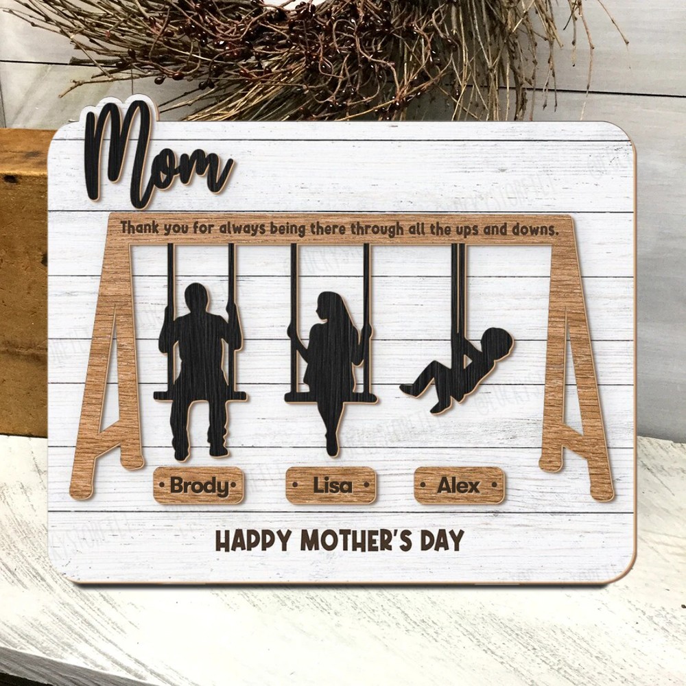 Custom Family Swing Set Sign Thank You for the Ups and Downs For Mom Grandma Christmas Gift