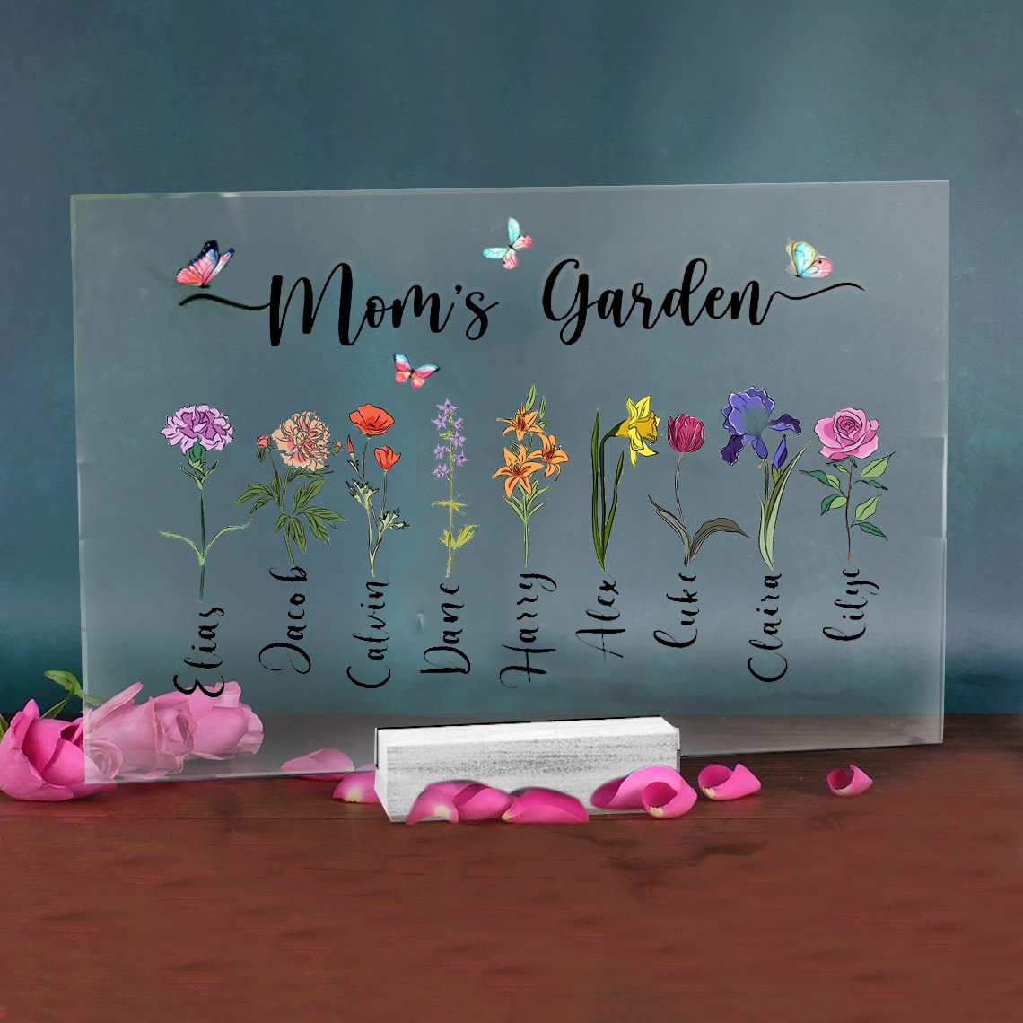 Personalized Mom's Garden Birth Flower Acrylic Plaque For Christmas Family Gifts