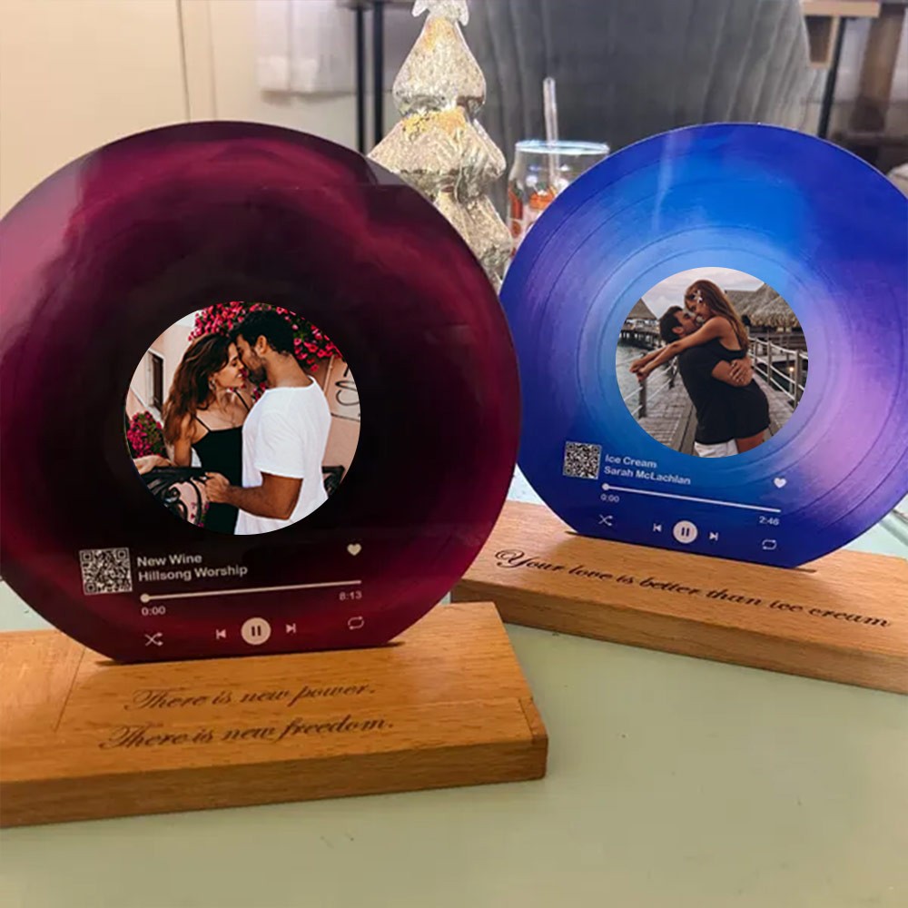 Personalized Vinyl Record with Photo Acrylic Song Plaque Anniversary Valentine's Day Gift For Girlfriend Boyfriend