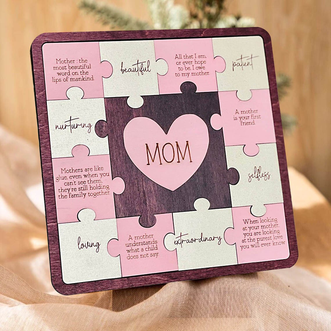 Personalized Mom Puzzle Sign Unique Wood Sign For New Mom or Mom To Be Gift