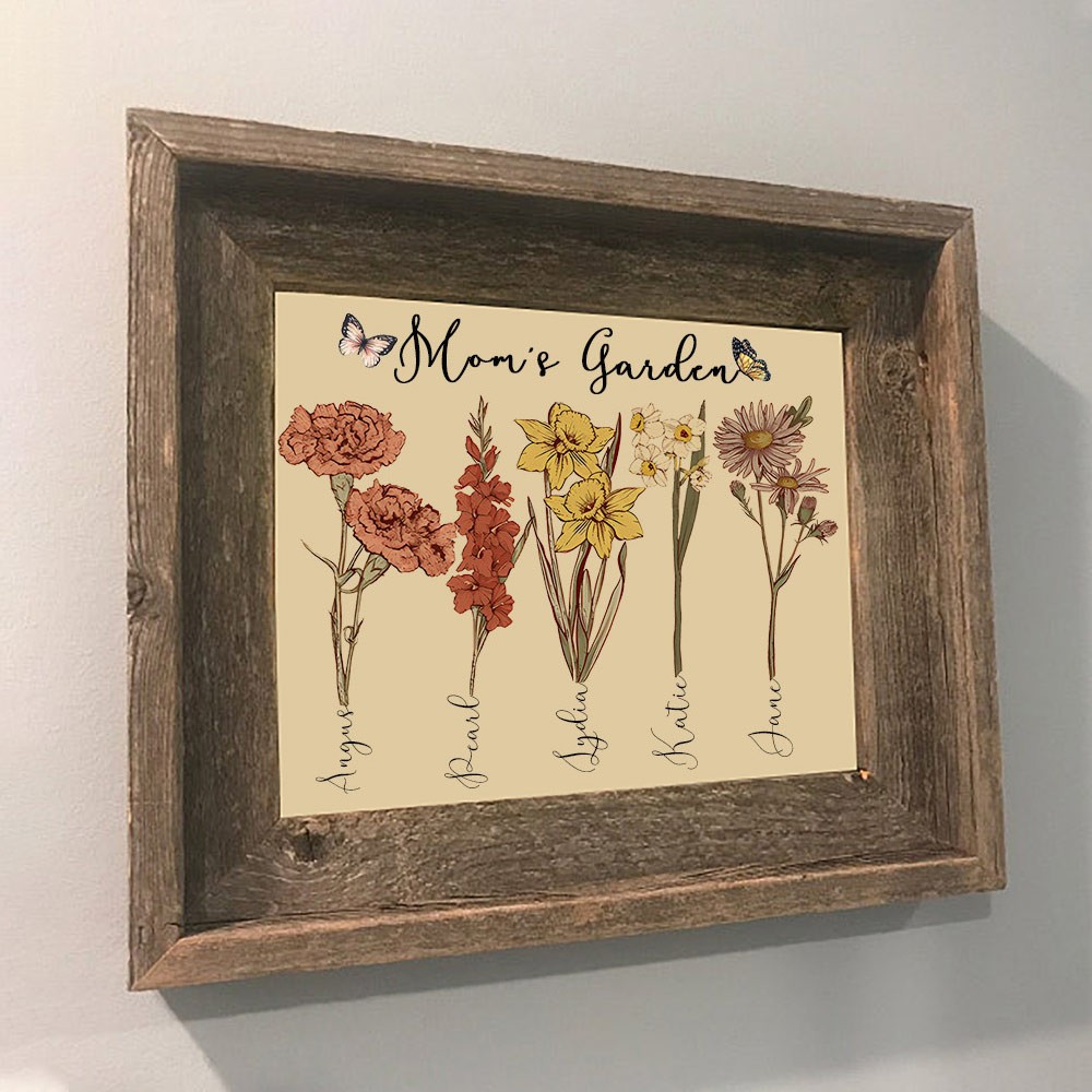 Custom Birth Flower Frame Home Art For Mom Grandma Family Christmas Gift Ideas