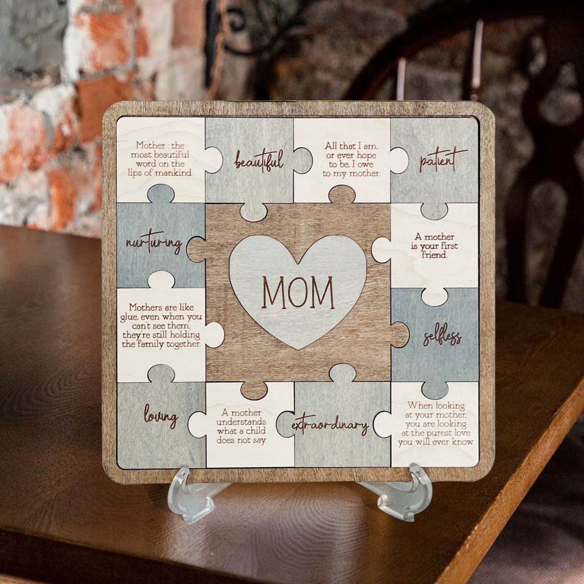 Personalized Mom Puzzle Sign Unique Wood Sign For New Mom or Mom To Be Gift