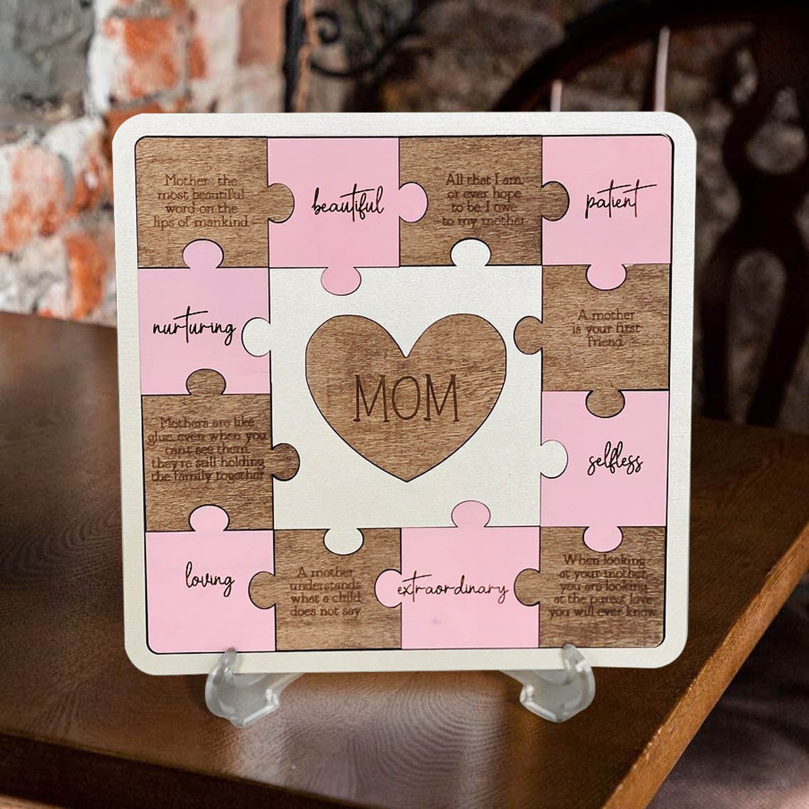 Personalized Mom Puzzle Sign Unique Wood Sign For New Mom or Mom To Be Gift