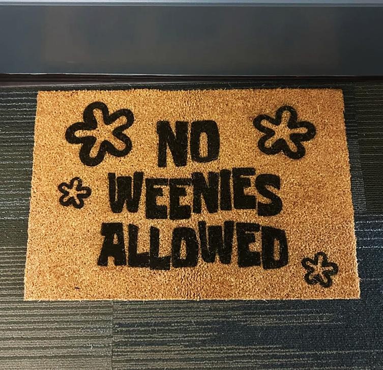 No Weenies Allowed Doormat Welcome Housewarming Gift