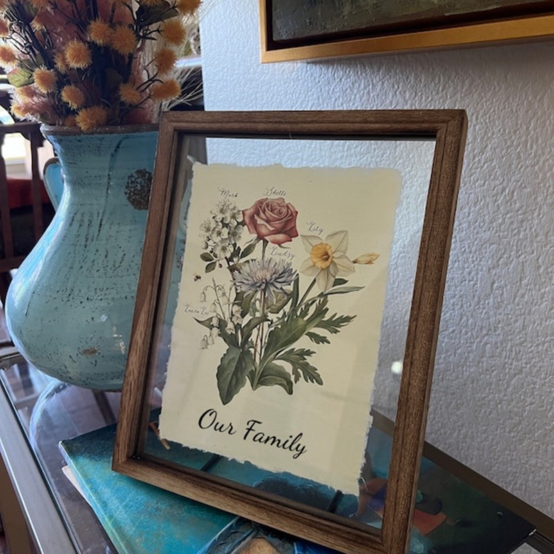 Custom Birth Flower Family Bouquet Frame Antique Home Art For Mom Grandma Christmas Gift