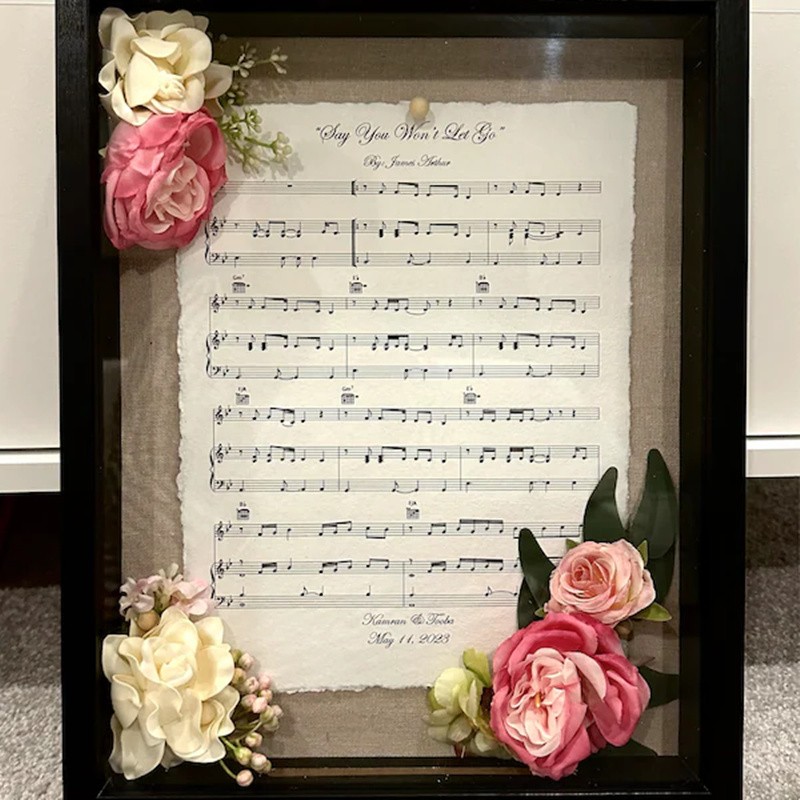 Personalized Framed Music Sheets Song Lyric Art Gift For Couple Wedding Anniversary Valentine's Day