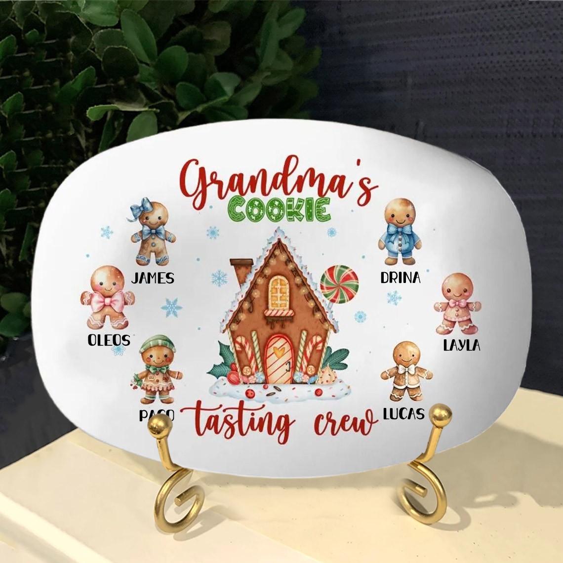 Personalized Christmas Platter Grandma's Favorite Cookies Gift from Grandchildren