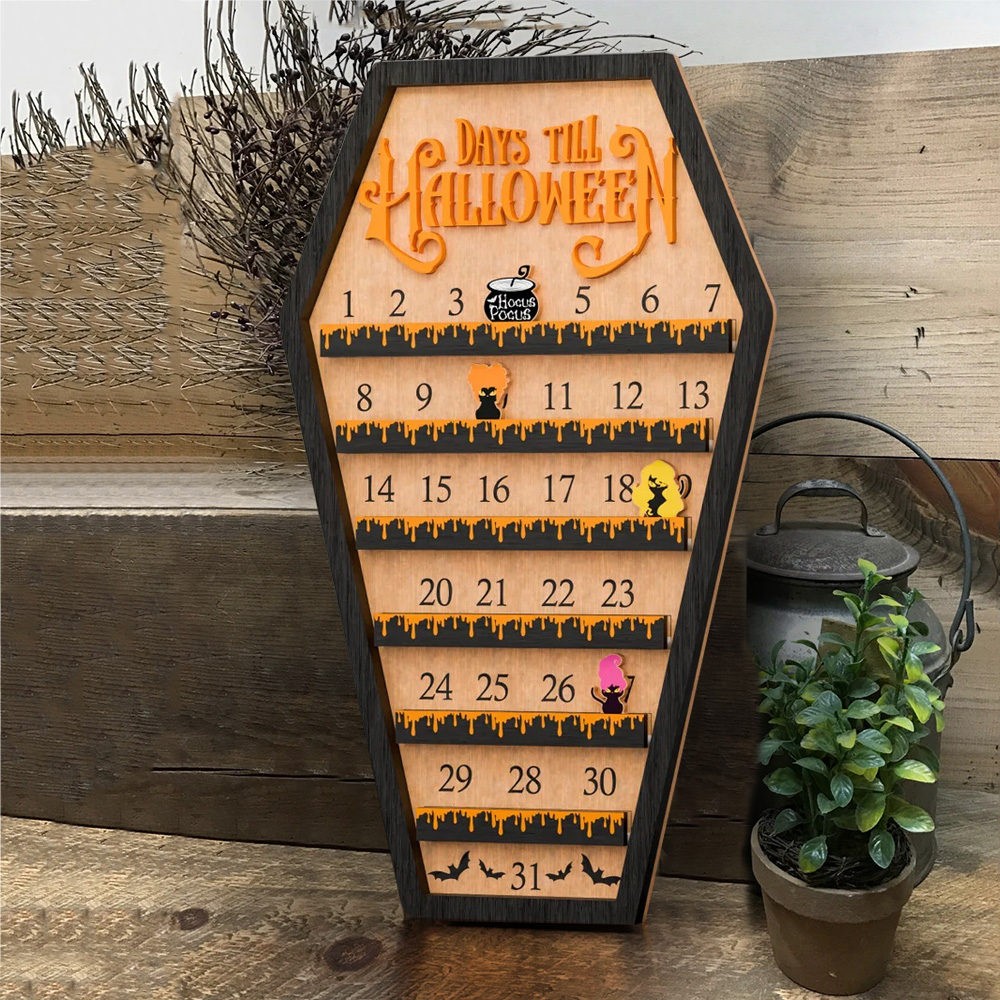 Countdown to Halloween Calendar Wood Sign