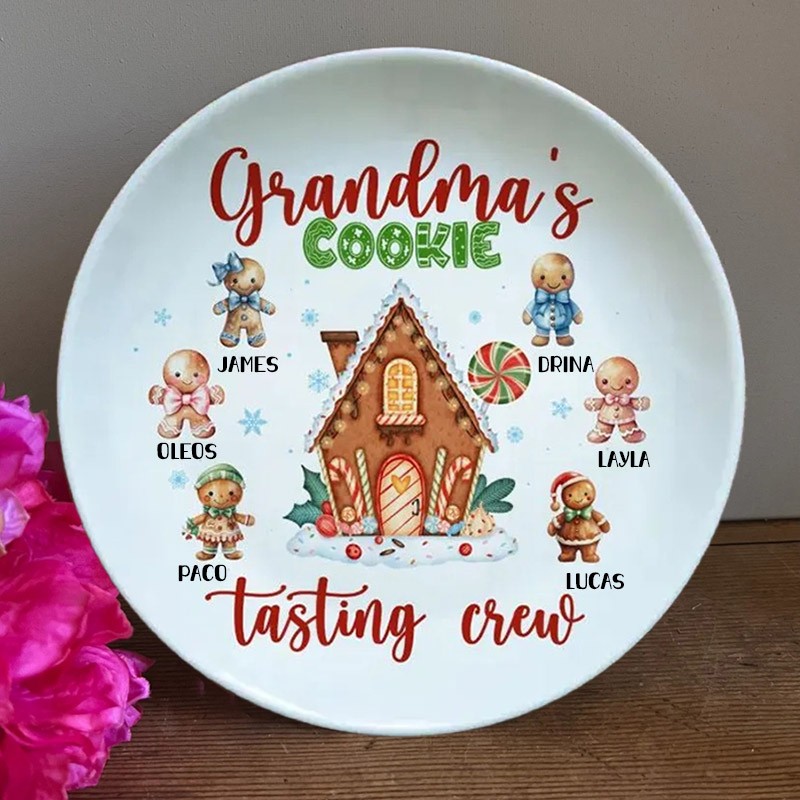 Personalized Christmas Platter Grandma's Favorite Cookies Gift from Grandchildren