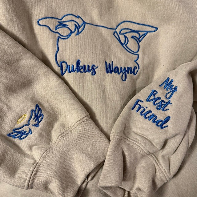 Custom Embroidered Pet Sweatshirt With Dog Ear Outline and Name For Pet Lover Gifts