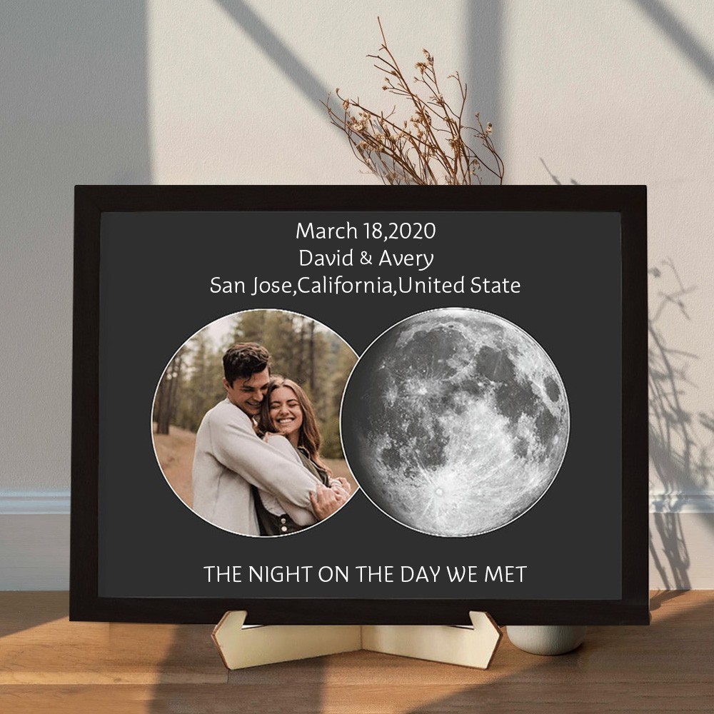 Custom Couple Moon Phase Wood Sign For Valentine's Day Gift Love You To The Moon and Back