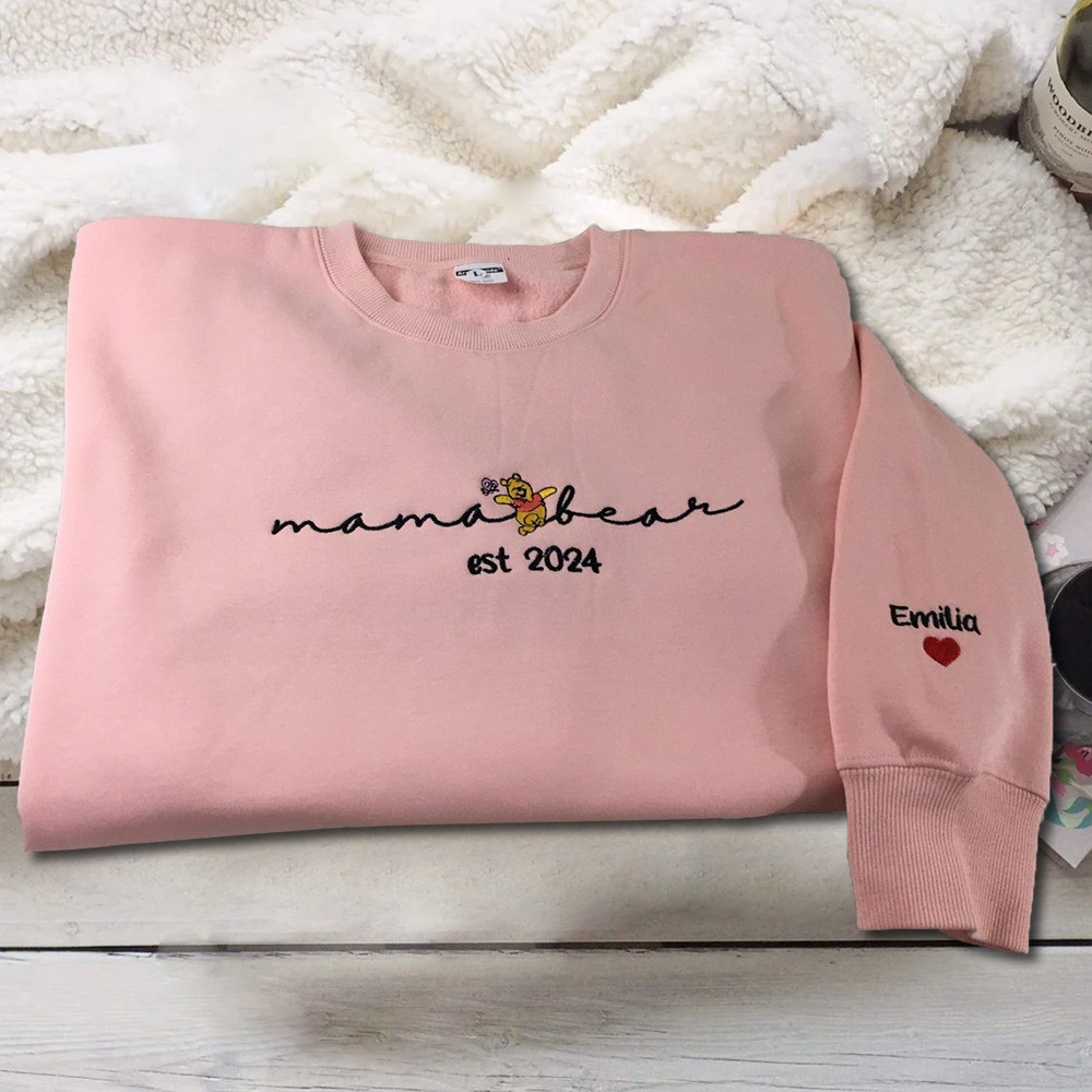 Custom Embroidered Bear Mama Sweatshirt Gift Ideas For Christmas Family Gift