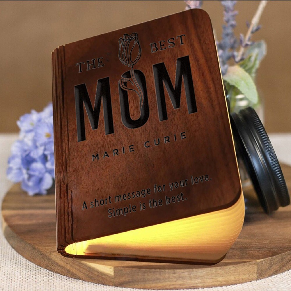 Personalized Wooden Folding Magnetic Glowing Book Lamp For Mother's Day Gift