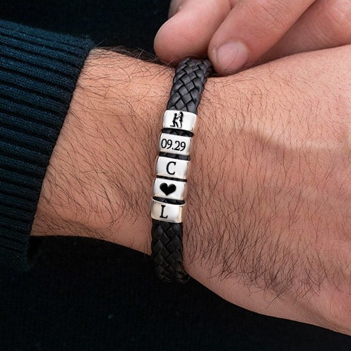 Personalized Men's Bead Bracelet  Gift For Boyfriend Husband Gift Ideas