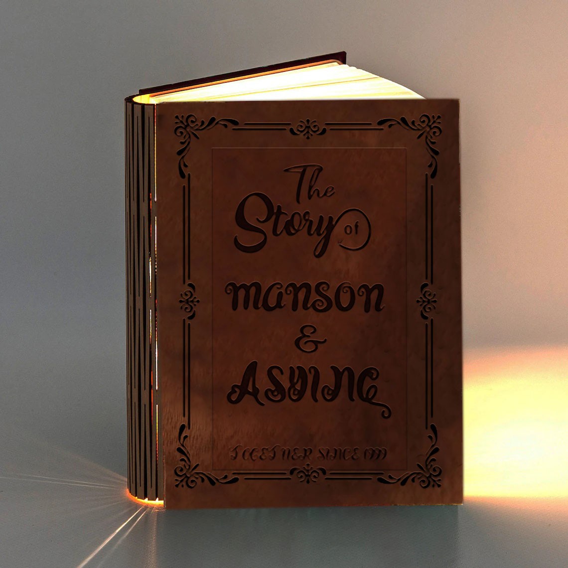 Personalized Wooden Folding Magnetic Glowing Book Lamp For Valentine's Day Gift