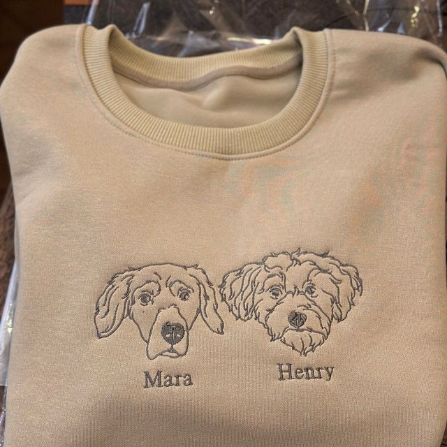 Custom Embroidered Pet Portrait Outline Sweatshirt For Pet Lover Gift