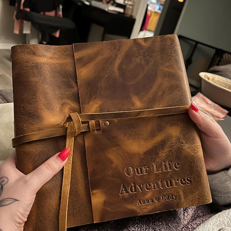 Our Adventure Book Personalized Leather Photo Album For Valentine's Day Anniversary Wedding Gift Ideas