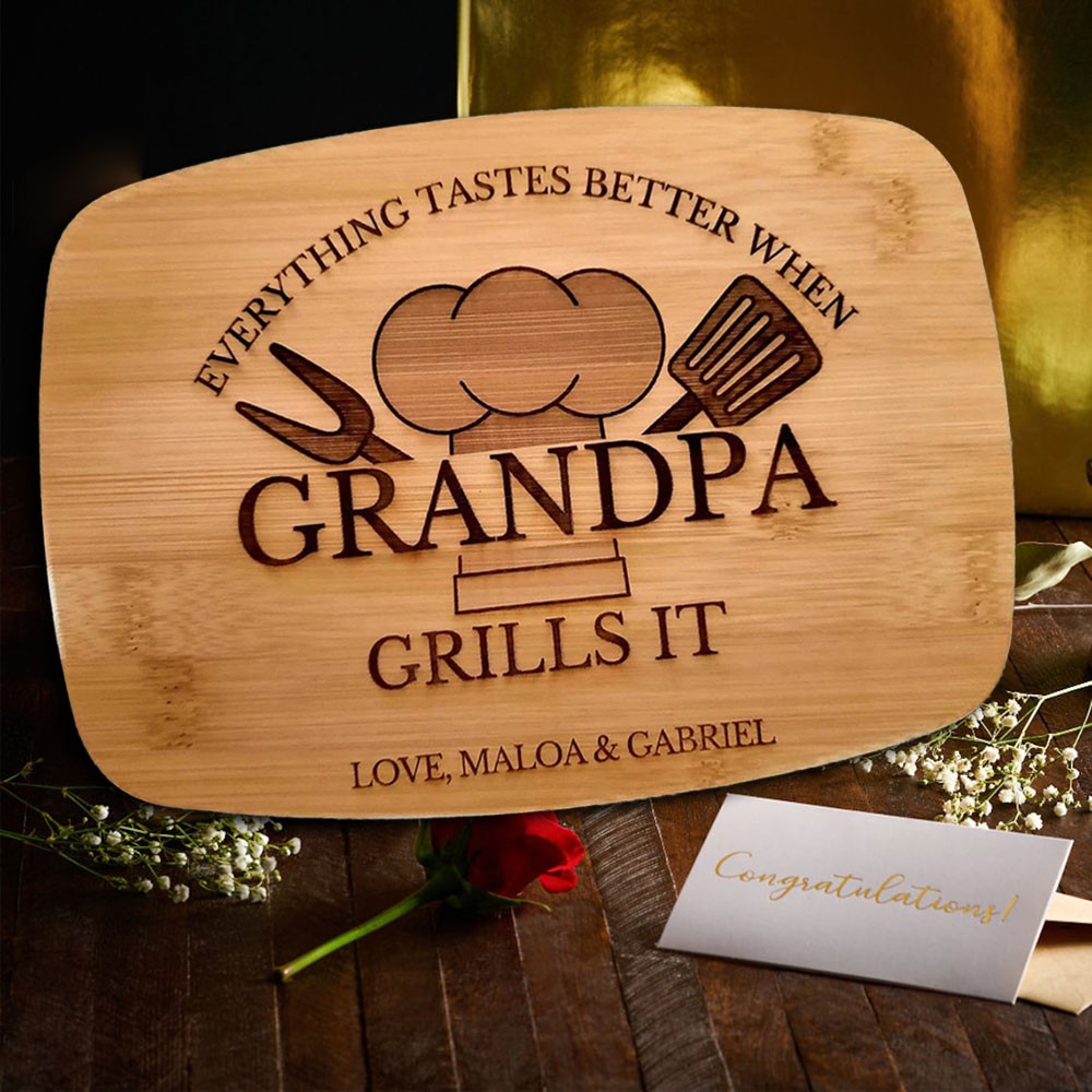 Personalized Cutting Board BBQ Themed Grill Master For Father's Day Gift Ideas