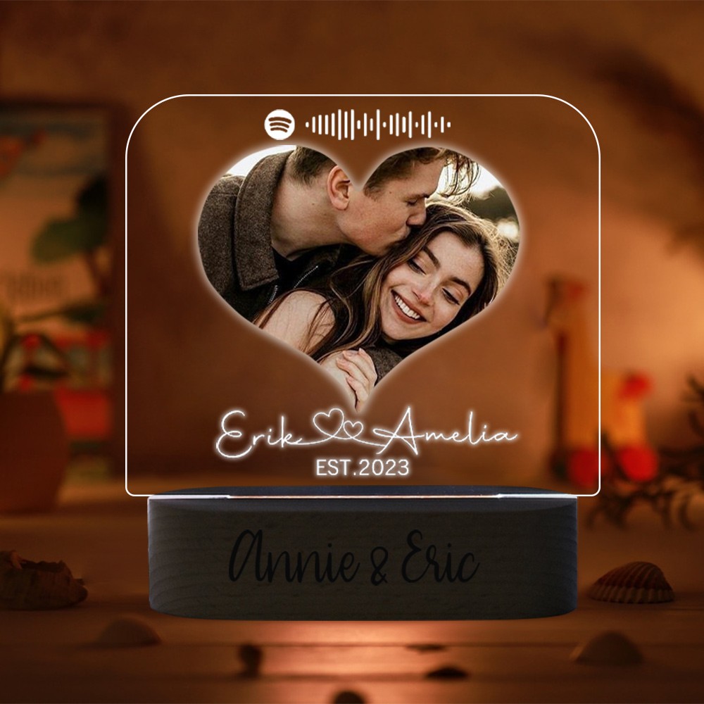 Personalized Photo Music Plaque Spotify Night Light Valentine's Day Gift For Girlfriend Boyfriend