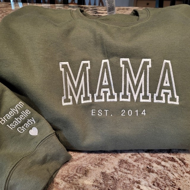 Custom Embroidered Mama Sweatshirt Gift Ideas For Christmas Family Gift